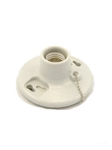 Leviton OnePiece Glazed Porcelain Outlet Box Mount Incandescent Lampholder Pull Chain 29816C White