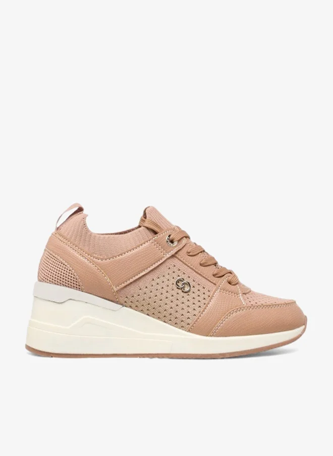 سيليست سنيكرز نسائي بكعب ويدج برباط ونقش