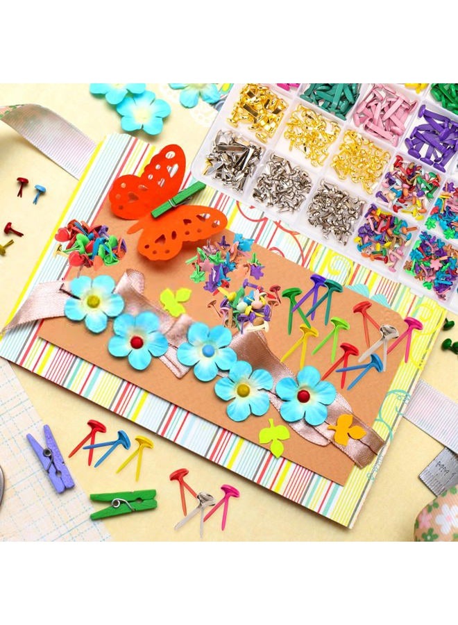 fuceury 510Pcs Brads for Paper Crafts, 14 Colors and 5 Styles Metal Brass Brads Paper Fasteners, Mini Brads Split Pin for Paper Crafts, Scrapbooking, DIY Projects, Office Supplies (with Storage Box) - Image 4