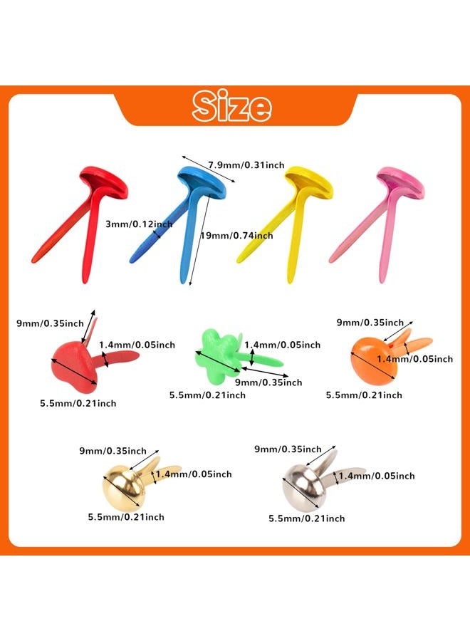 fuceury 510Pcs Brads for Paper Crafts, 14 Colors and 5 Styles Metal Brass Brads Paper Fasteners, Mini Brads Split Pin for Paper Crafts, Scrapbooking, DIY Projects, Office Supplies (with Storage Box) - Image 3