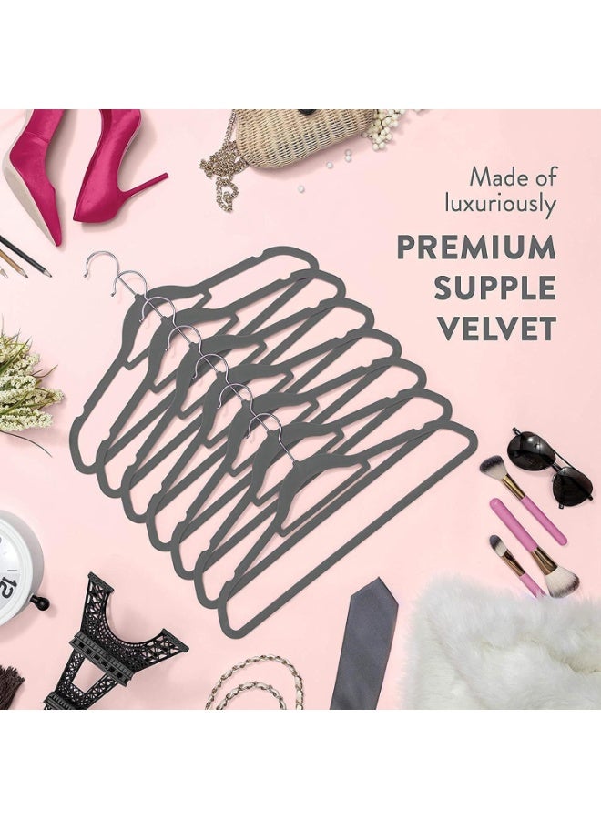 Red Dot Gift®10-Pack Grey Non-Slip Velvet Hangers 42cm With 360 Degree Rotatable Hook - Durable & Slim - Non Slip Hangers for Coat Hangers - Pant Hangers - Image 3