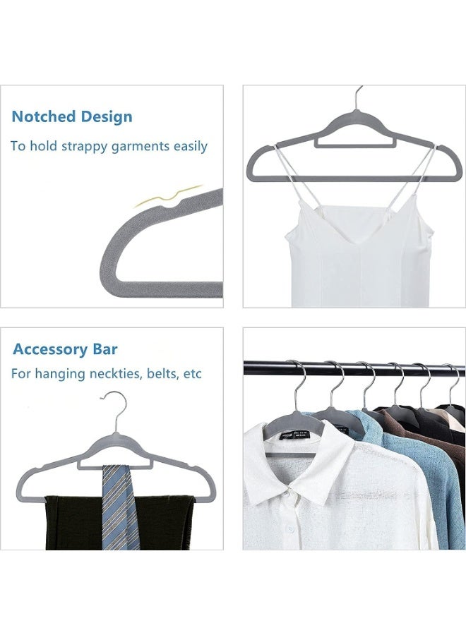 Red Dot Gift®10-Pack Grey Non-Slip Velvet Hangers 42cm With 360 Degree Rotatable Hook - Durable & Slim - Non Slip Hangers for Coat Hangers - Pant Hangers - Image 2