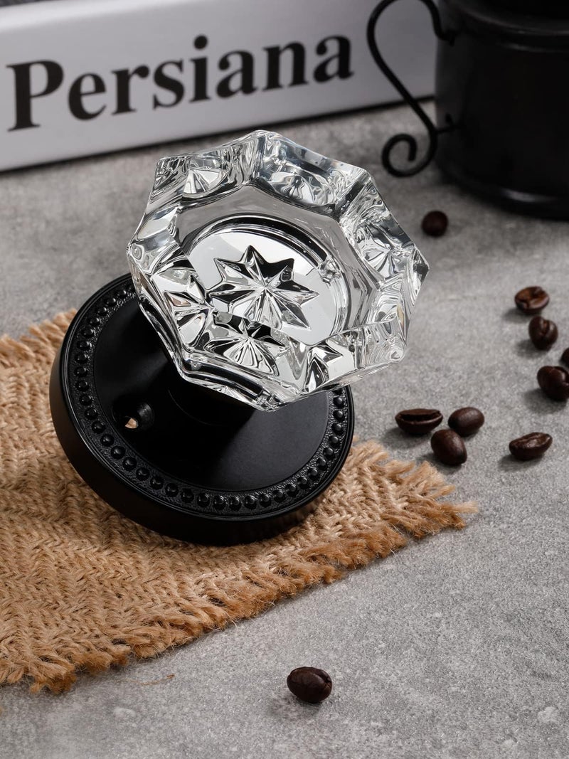 SORWDUERM Black Door Knobs Crystal Door Knob Interior Privacy Glass Door Knob for Bedroom and Bathroom,Zinc Alloy Matte Black 1 Pack - Image 2