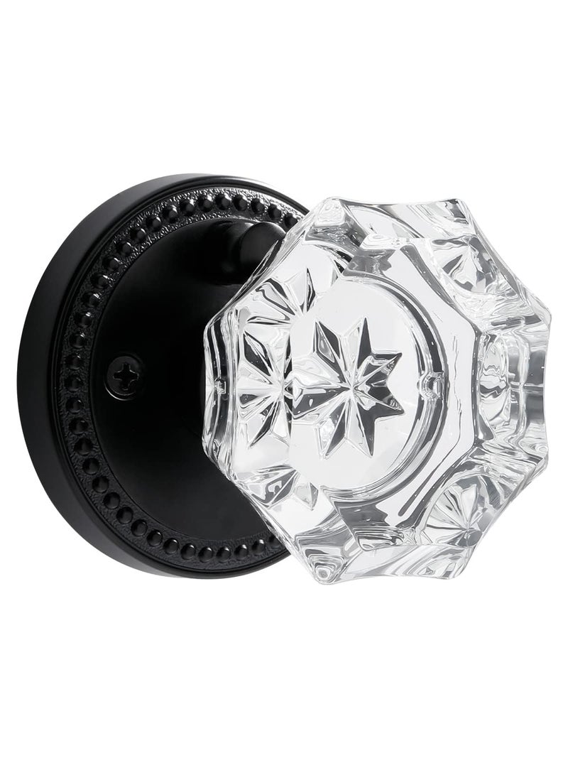 SORWDUERM Black Door Knobs Crystal Door Knob Interior Privacy Glass Door Knob for Bedroom and Bathroom,Zinc Alloy Matte Black 1 Pack - Image 1