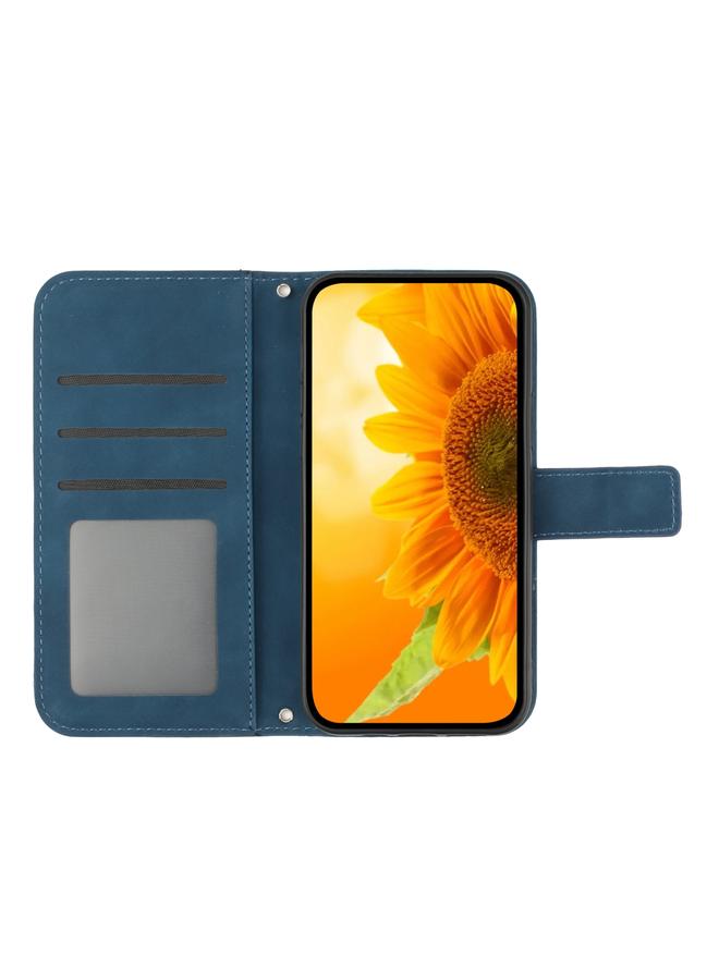 اس-توب جراب لهاتف Motorola Moto G9 Plus مصنوع من الجلد بتصميم زهرة الشمس مع حبل تعليق - Image 3