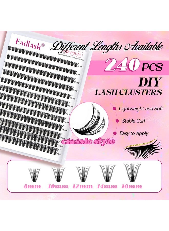 فادلاش رموش متجمعة على شكل D، مجموعات رموش مجعدة، قطع، مجموعات تمديد الرموش، رموش فردية، وصلات رموش ناعمة يمكنك صنعها بنفسك، صينية مختلطة، مجموعات رموش بمظهر طبيعي (50D-0.07D، 8-16 مم) - Image 2