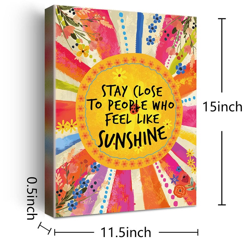 Wailozco Inspirational Wall Decor,Stay Close to People Who Feel Like Sunshine Wall Art Canvas Framed Prints for Teen Girls Room Wall Decor - Image 2