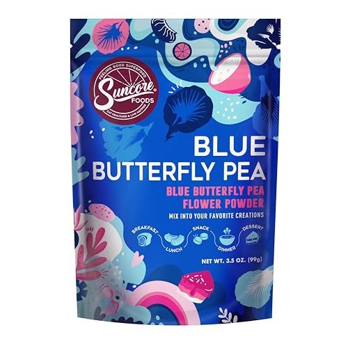 Suncore Foods Blue Butterfly Pea Powder Blue Food Coloring Powder GlutenFree NonGMO 35oz 1 Pack - Image 1