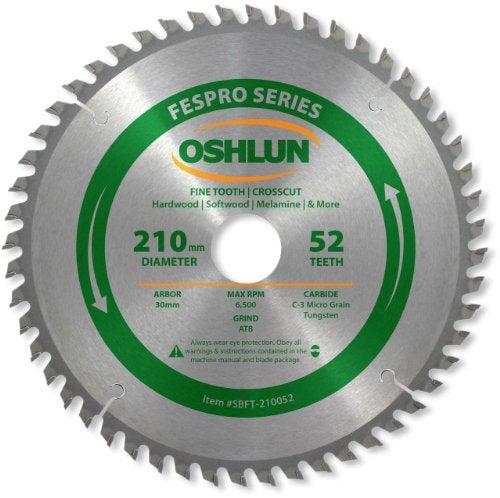 Oshlun SBFT-210052 210mm 52 Tooth FesPro Crosscut ATB Saw Blade with 30mm Arbor for Festool TS 75 EQ - Image 5