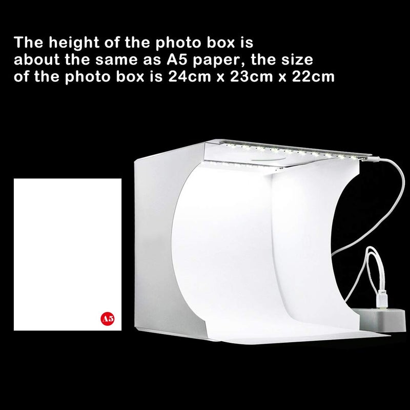 PULUZ Mini Photo Studio Light Box, Portable Folding Photo Light Box with 2 LED Panels and 6 Colors Backdrops,Light Box Photography for Small Size Products - Image 4