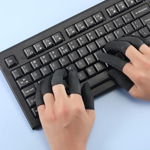 DISHIVA Anti-Static ESD Latex Finger Cots, Reusable Rubber Fingertips Protective Finger Gloves (Black, Pack of 100 Pcs) - Image 3