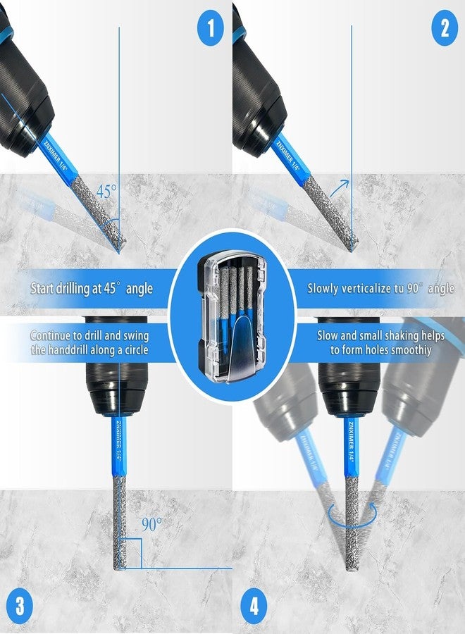 ZNXIMER 5pcs Diamond Drill Bits Set for Ceramic, Porcelain, Glass, Marble, Tiles, Granite, Stone and More - Versatile Tile Drill Bits for Efficient, Precise Drilling and Milling - Image 5