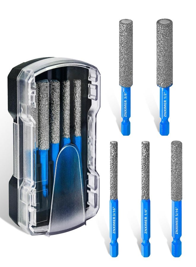 ZNXIMER 5pcs Diamond Drill Bits Set for Ceramic, Porcelain, Glass, Marble, Tiles, Granite, Stone and More - Versatile Tile Drill Bits for Efficient, Precise Drilling and Milling - Image 1