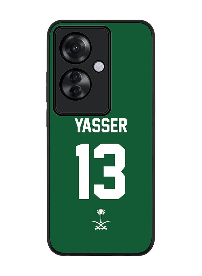 Stylizedd Rugged Black edge case for Oppo Reno11 F / Oppo F25 Pro 5G, Slim fit Flexible Thin Cover - Football Team - Saudi Arabia, Player Name - Yasser - Image 1