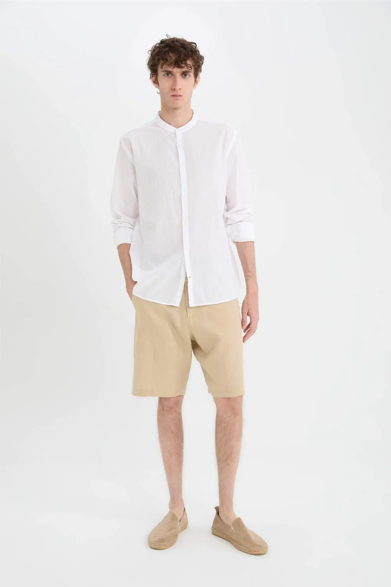 ديفاكتو 100% Linen Regular Fit Bermuda Shorts