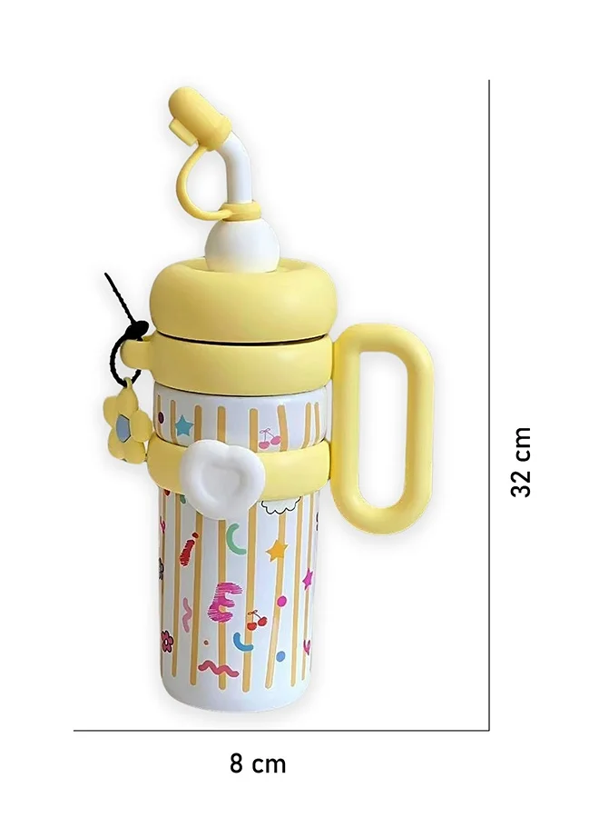 LITTLE SURPRISE BOX Little Surprise Box, Bubble Yellow Alphabets Stainless Steel Water Tumbler bottle for Kids & Adults , 1000ml