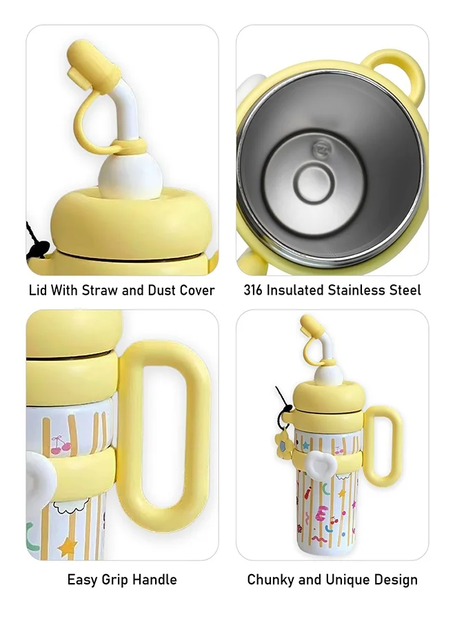 LITTLE SURPRISE BOX Little Surprise Box, Bubble Yellow Alphabets Stainless Steel Water Tumbler bottle for Kids & Adults , 1000ml