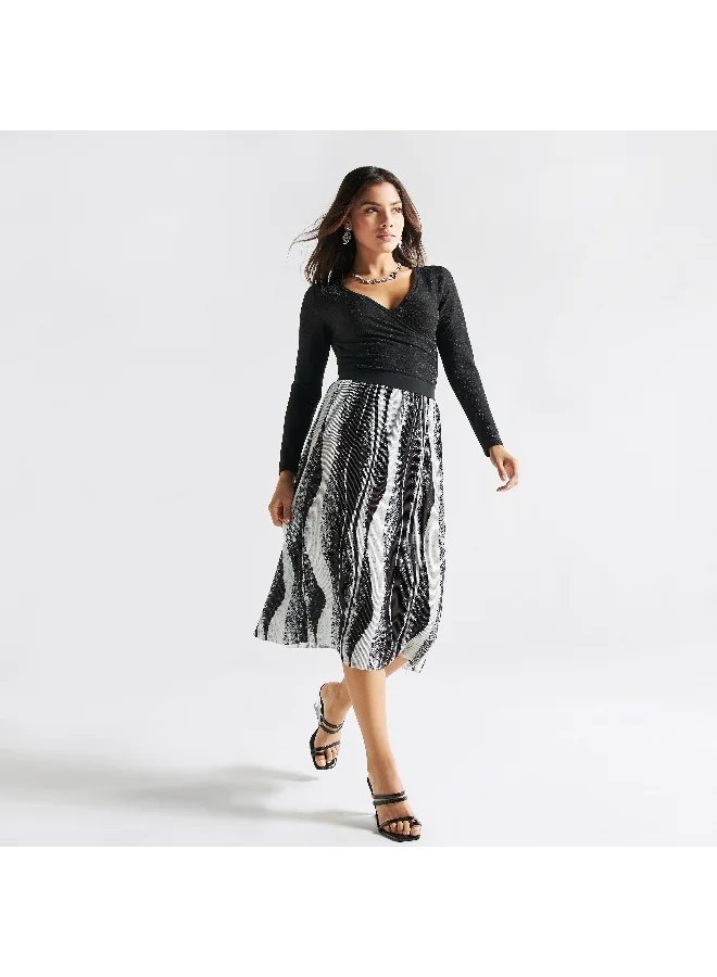 Splash FAV Textured Wrap Bodysuit with Long Sleeves