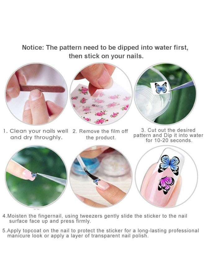 GOLD MAX 50 Pcs Nail Art Stickers Plus Tweezer, Easy DIY Water Transfer Nail Decals Nail Decoration (Style 1,Paper) - Image 4