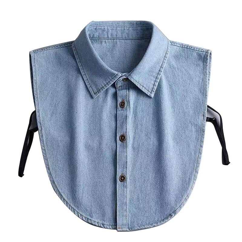 KDUPUP Denim Detachable Collar Faux Dickey Collars Half Shirt Blouse False Collar Decorative Shirt Fake Collars Choker Dickies Shirts for Women - Image 1