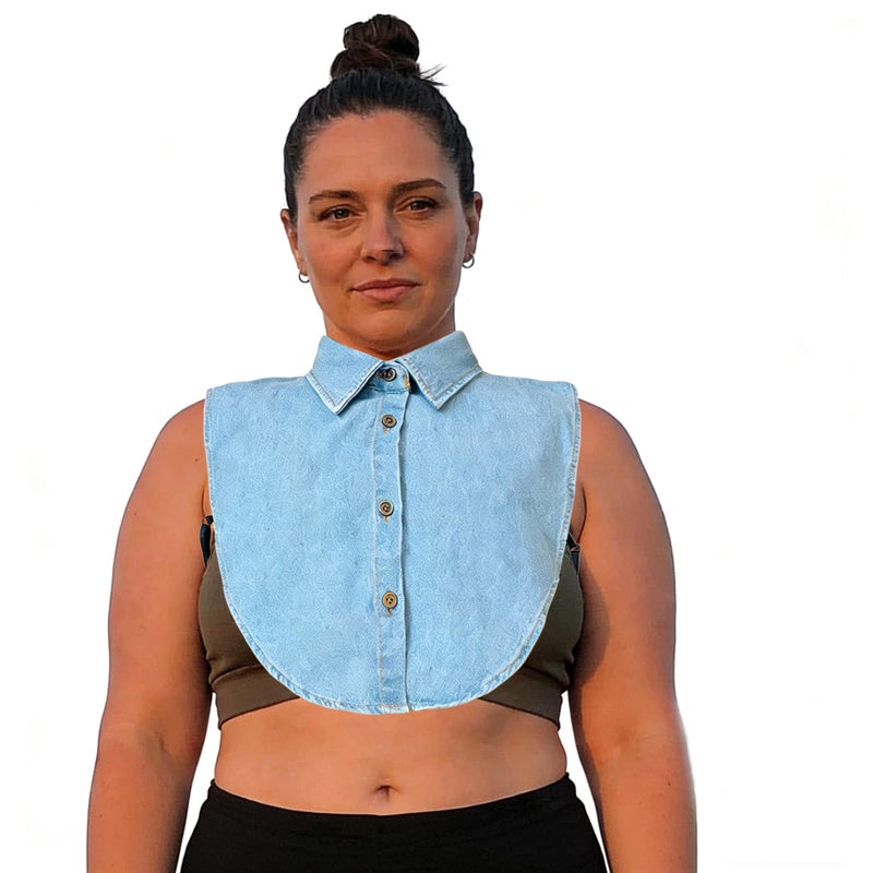 KDUPUP Denim Detachable Collar Faux Dickey Collars Half Shirt Blouse False Collar Decorative Shirt Fake Collars Choker Dickies Shirts for Women - Image 2
