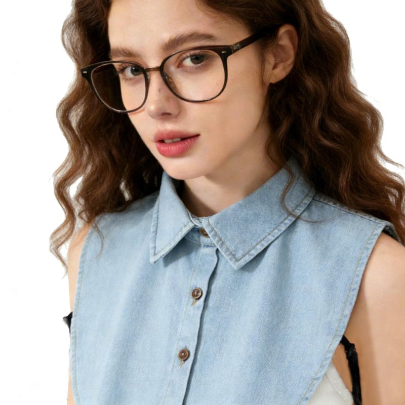 KDUPUP Denim Detachable Collar Faux Dickey Collars Half Shirt Blouse False Collar Decorative Shirt Fake Collars Choker Dickies Shirts for Women - Image 5