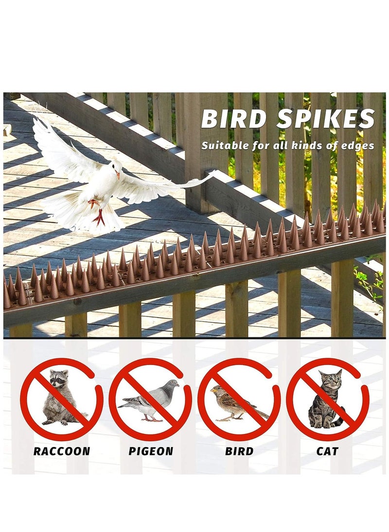 Arabest - Bird Spikes, 12 Pack Plastic Repellent Spikes Anti Theft and Animal, Outdoor Bird Deterrent Spikes for Wall, Roof, Fence, Railing (Brown) - Image 1