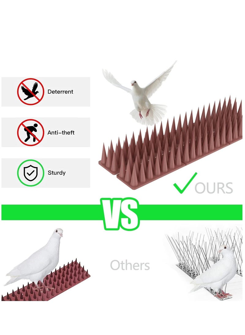 Arabest - Bird Spikes, 12 Pack Plastic Repellent Spikes Anti Theft and Animal, Outdoor Bird Deterrent Spikes for Wall, Roof, Fence, Railing (Brown) - Image 1