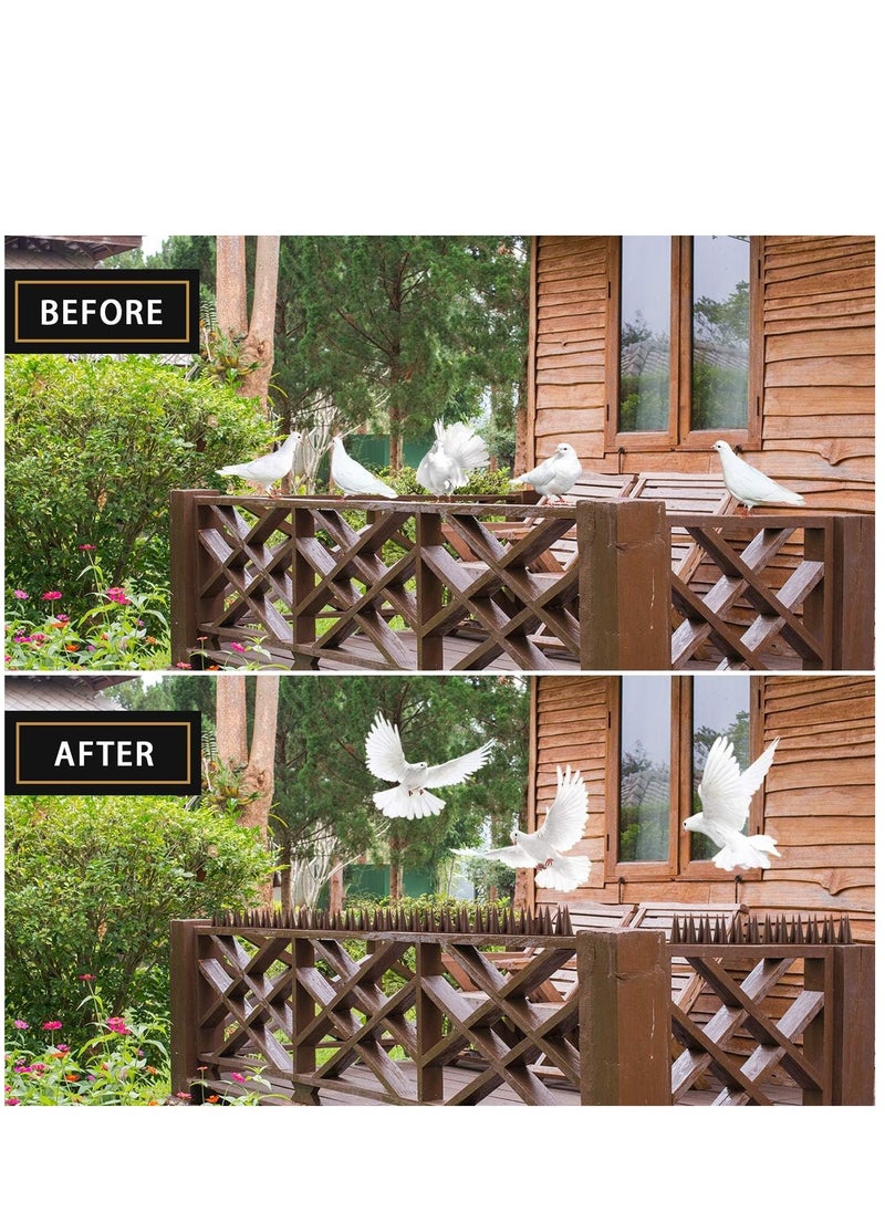 Arabest - Bird Spikes, 12 Pack Plastic Repellent Spikes Anti Theft and Animal, Outdoor Bird Deterrent Spikes for Wall, Roof, Fence, Railing (Brown) - Image 1