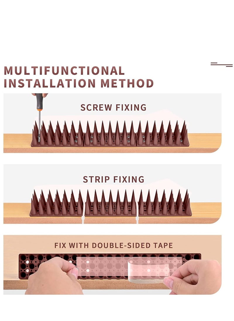 Arabest - Bird Spikes, 12 Pack Plastic Repellent Spikes Anti Theft and Animal, Outdoor Bird Deterrent Spikes for Wall, Roof, Fence, Railing (Brown) - Image 1