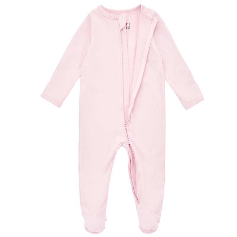 Aablexema Baby Pajamas with Mitten Cuffs Zipper 4-Pack Infant Newborn Cotton Long Sleeve Footie Outfit(Pink/Heart/Purple/Red,0-3m) - Image 3