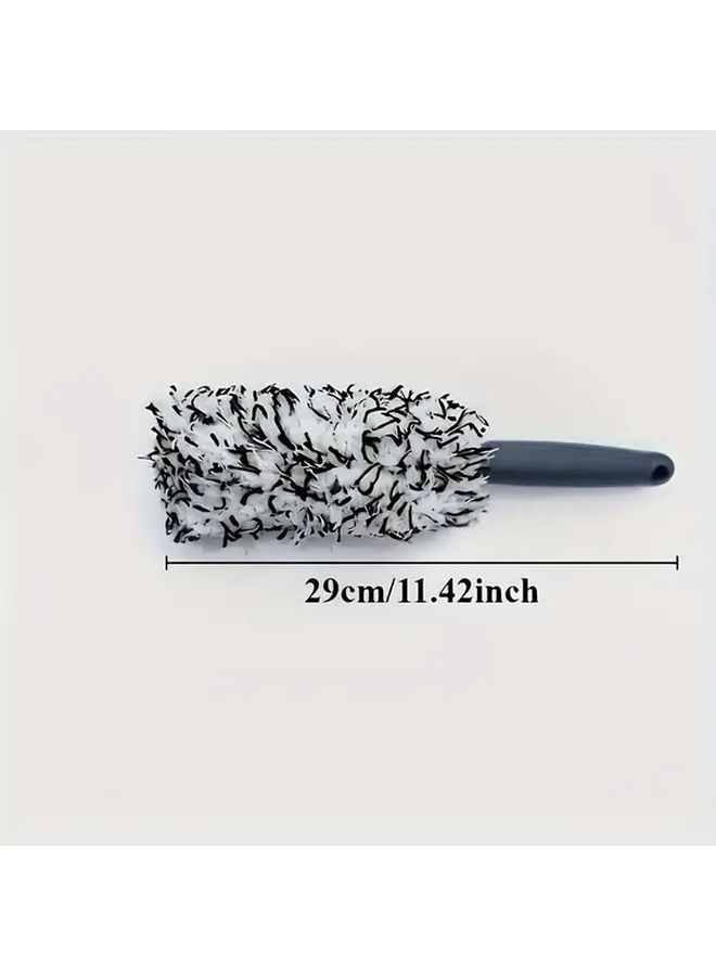 Blue Long Handle Ultra Fine Fiber Tire Brush Ergonomic Car Wheel Hub Cleaning Tool - Image 2