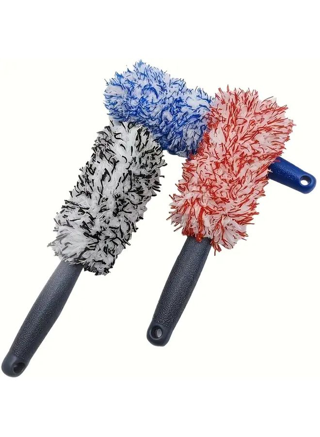 Blue Long Handle Ultra Fine Fiber Tire Brush Ergonomic Car Wheel Hub Cleaning Tool - Image 5
