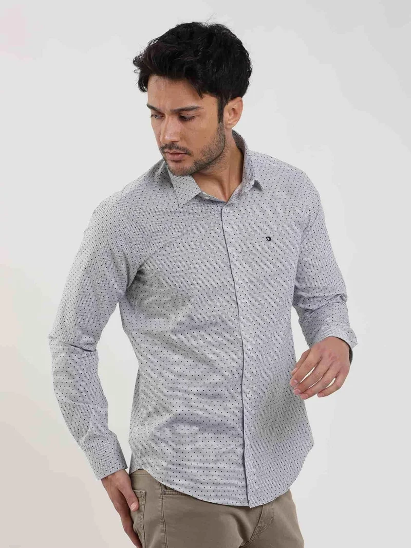 Dufy Slim Fit Button Collar Black Men's Shirt DU1234013021