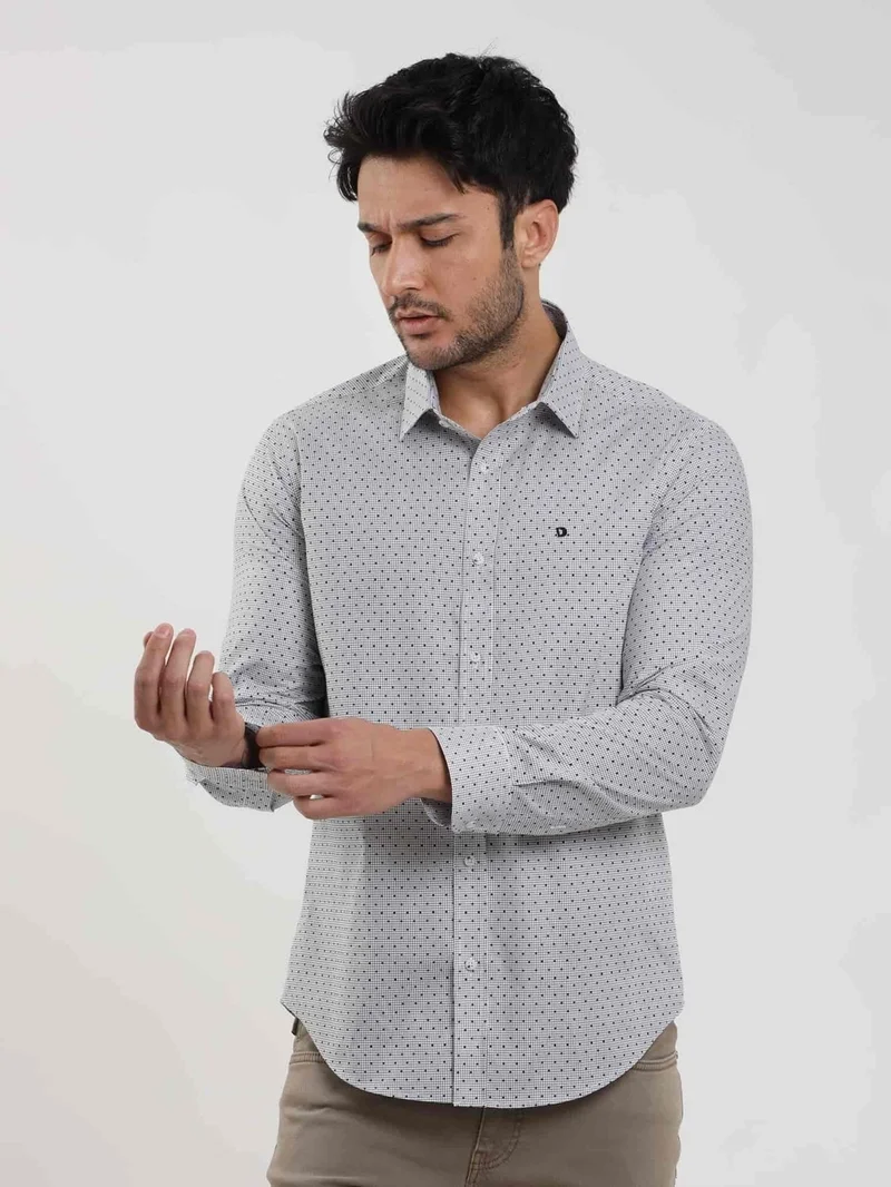 Dufy Slim Fit Button Collar Black Men's Shirt DU1234013021