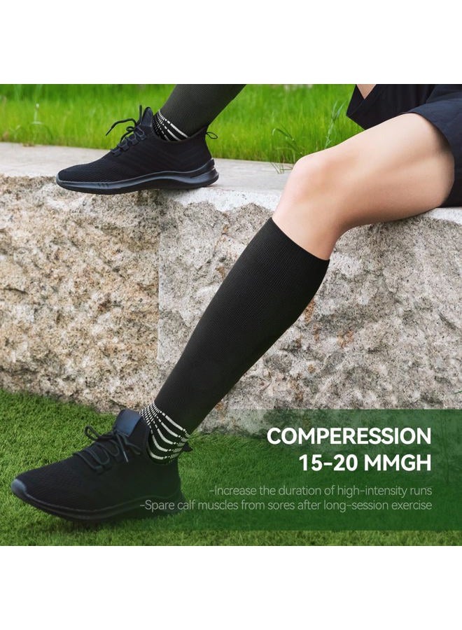 IRAMY Compressive Soccer Socks Youth Kids Ankle Compression Support Coolmax Wicking Football Socks Mens Anti-Slip Black Baseball Softball Women Boys Girls 3 Packs - Image 3