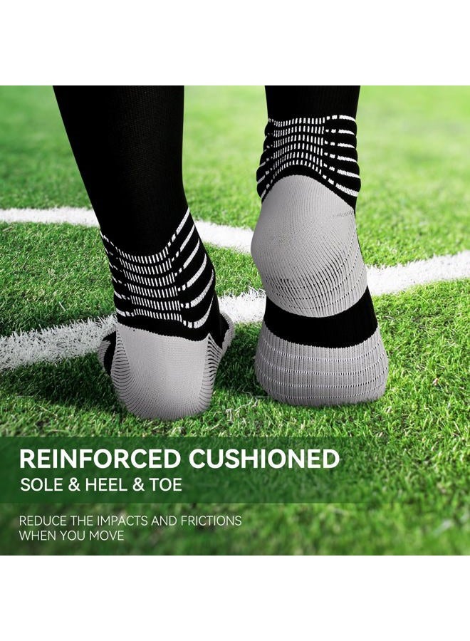 IRAMY Compressive Soccer Socks Youth Kids Ankle Compression Support Coolmax Wicking Football Socks Mens Anti-Slip Black Baseball Softball Women Boys Girls 3 Packs - Image 5