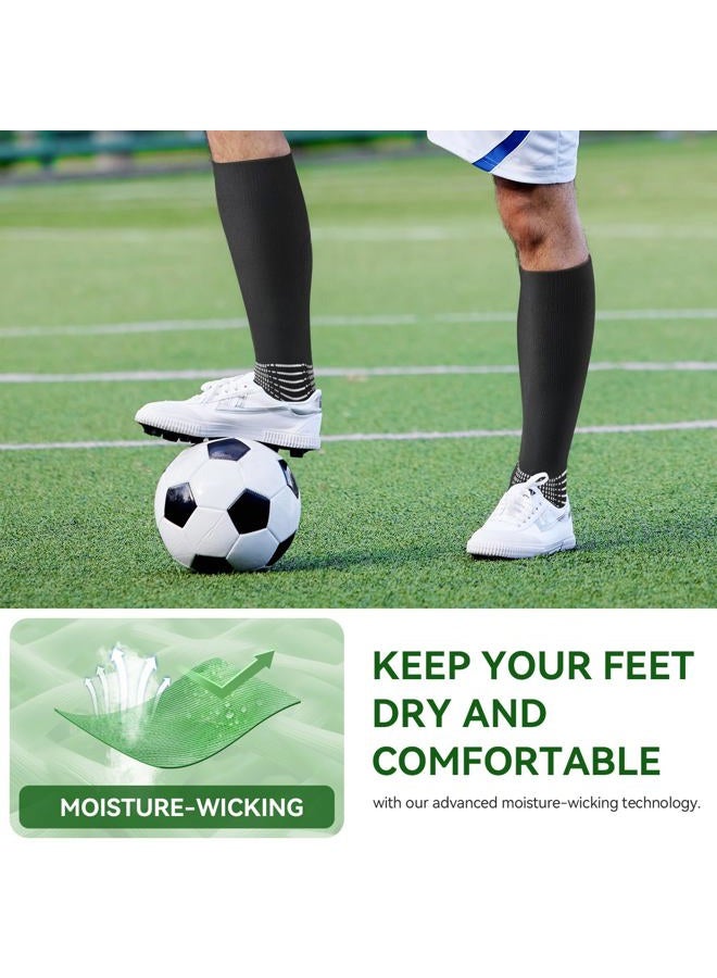 IRAMY Compressive Soccer Socks Youth Kids Ankle Compression Support Coolmax Wicking Football Socks Mens Anti-Slip Black Baseball Softball Women Boys Girls 3 Packs - Image 4