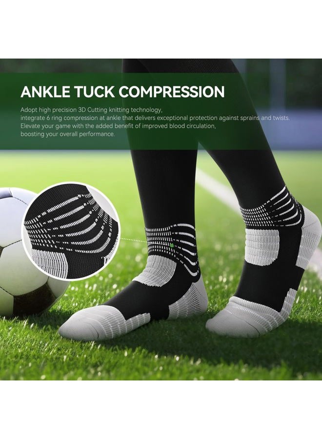 IRAMY Compressive Soccer Socks Youth Kids Ankle Compression Support Coolmax Wicking Football Socks Mens Anti-Slip Black Baseball Softball Women Boys Girls 3 Packs - Image 2