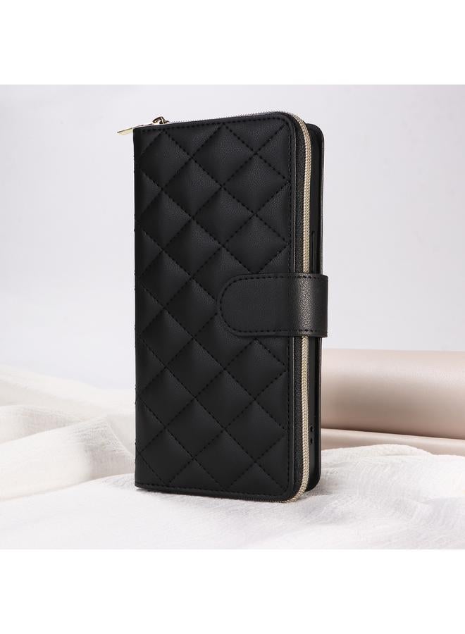 S-TOP Case For iPhone 15 Crossbody Rhombic Zipper Tower Buckle Leather Phone Case with Lanyard - Image 2