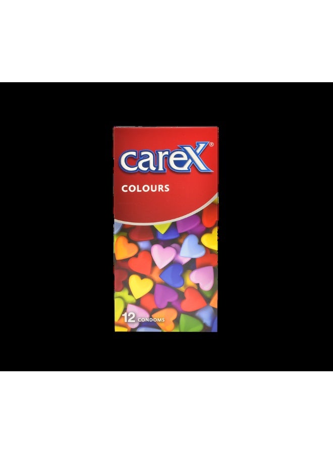careX واقيات ذكورية بألوان | اختيار من الألوان الزاهية للمتعة والإثارة | 12 قطعة - Image 1