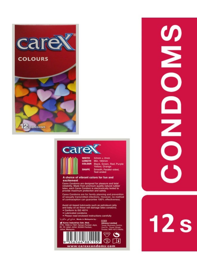 careX واقيات ذكورية بألوان | اختيار من الألوان الزاهية للمتعة والإثارة | 12 قطعة - Image 3