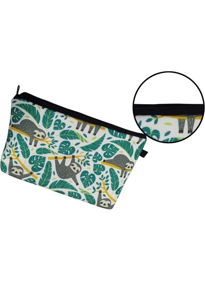 HOUSE OF QUIRK Small Makeup Bags Cute Travel Waterproof Cosmetic Pouch Toiletry Bag Accessories Organizer For Women And Girls (Green Sloth)  - Image 5
