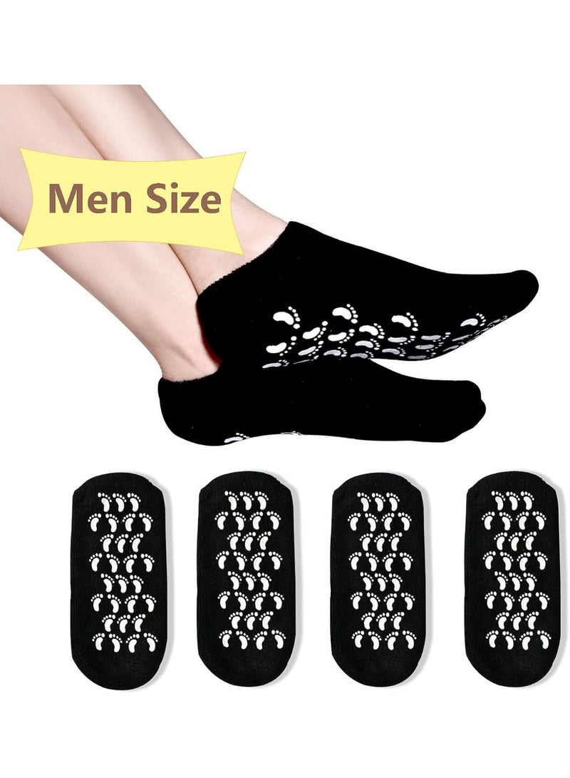 Meetion جوارب مرطبة (مقاس رجال)، جوارب جل لإصلاح البشرة الجافة المتشققة، جوارب سبا جل لإصلاح وتنعيم بشرة القدمين الجافة المتشققة، بطانة جل مشبعة بالزيوت الأساسية والفيتامينات (2 زوج)  - Image 1