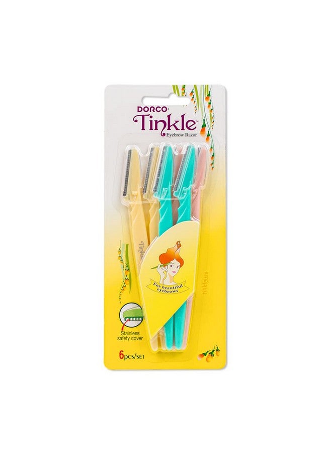 Tinkle Dermaplaning Tool 6 razors/Dermaplanie Razor, Eyebrow Razor, Facial Razor, Face Razor Peach Fuzz Remover, Exfoliating Face With Stainless Steel Safety Cover for Sensitive Skin - Image 1