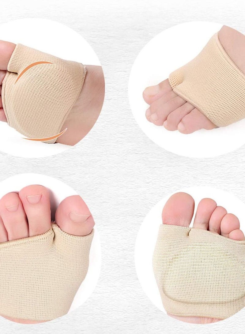 KASTWAVE Metatarsal Pads Ball of Foot Cushions for Pain Relief Gel Cushion Metatarsalgia Neuroma Fabric Sleeve Women Men 2 Pairs Black Beige - Image 4