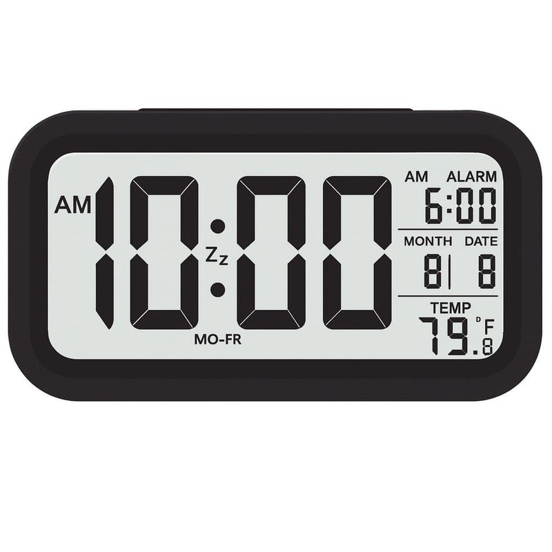 BB BACKBENCHERS Digital Alarm Clock | Large LED Display with Date & Temperature | Sensor Night Light, Snooze Function | for Bedside, Office & Students (Black) - Image 3