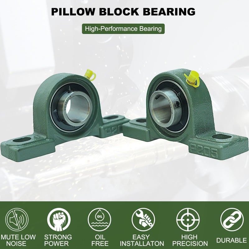 SACKORANGE 2 Pack UCP205-16 Pillow Block Mounted Ball Bearing - 1" Bore - Solid Cast Iron Base - Self Aligning - Image 3