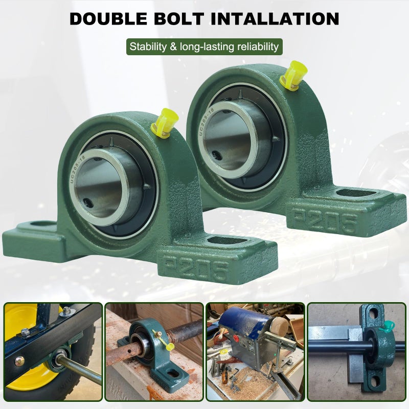 SACKORANGE 2 Pack UCP205-16 Pillow Block Mounted Ball Bearing - 1" Bore - Solid Cast Iron Base - Self Aligning - Image 5