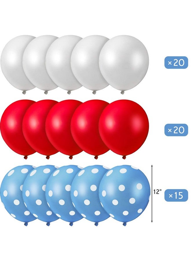 Gejoy 55 Pcs Red Blue White Balloons Decoration 12 Inch Polka Dot Latex Balloons Arch Kit for Nautical Baseball Theme Party Birthday Wedding Decoration - Image 2